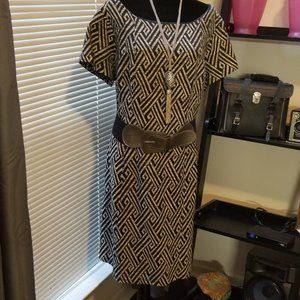 Black and Beige print dress